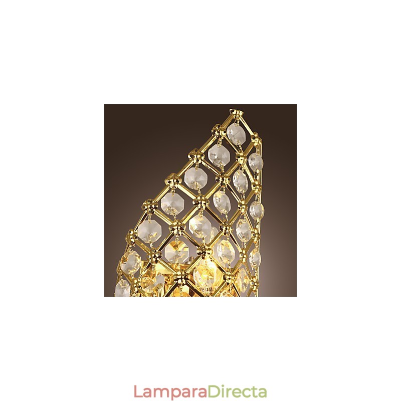 Aplique de pared de cristal artístico con 2 luces