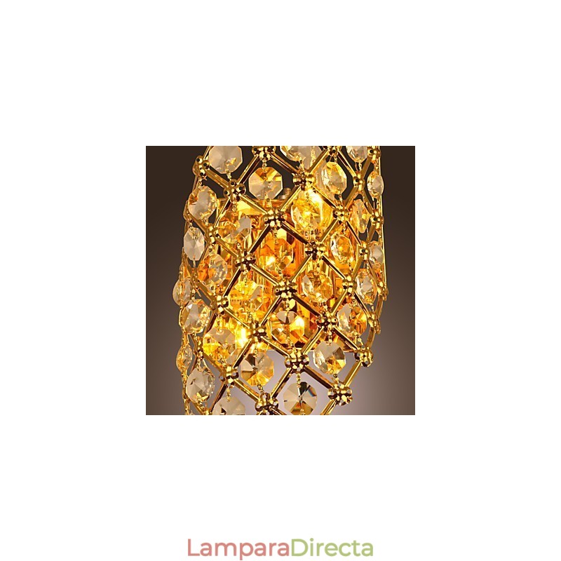 Aplique de pared de cristal artístico con 2 luces