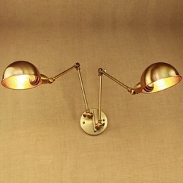 Lámpara de pared de hierro con brazo largo y luz cálida para sala de estar, estilo rural, moderno y nostálgico de bronce
