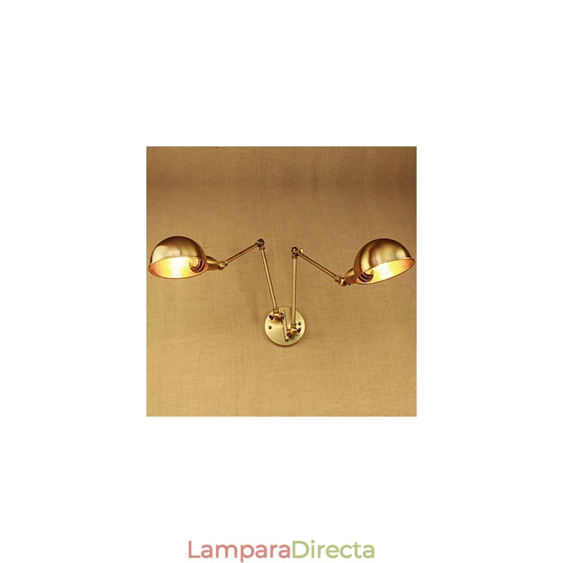 Lámpara de pared de hierro con brazo largo y luz cálida para sala de estar, estilo rural, moderno y nostálgico de bronce