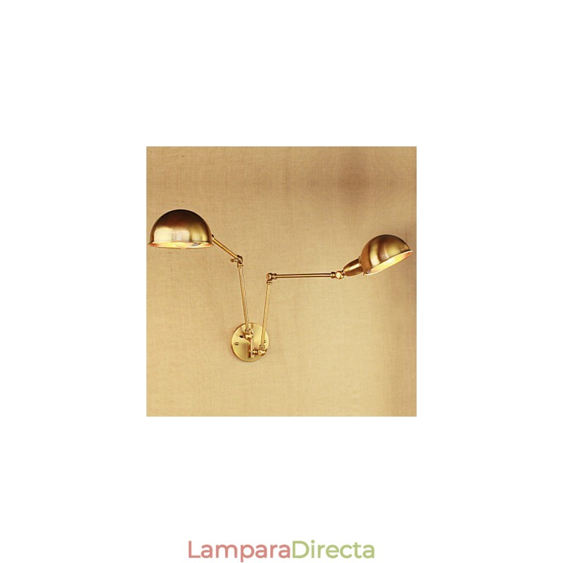 Lámpara de pared de hierro con brazo largo y luz cálida para sala de estar, estilo rural, moderno y nostálgico de bronce