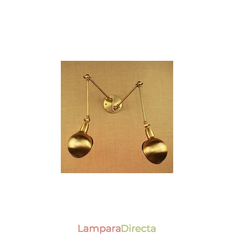 Lámpara de pared de hierro con brazo largo y luz cálida para sala de estar, estilo rural, moderno y nostálgico de bronce