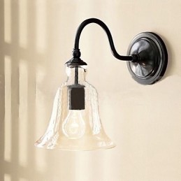 Lámpara de pared de hierro de inspiración natural con pantalla de cristal transparente