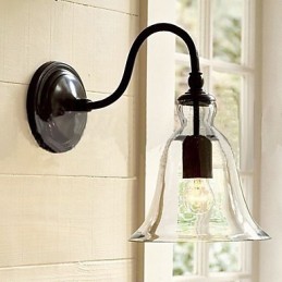 Lámpara de pared de hierro de inspiración natural con pantalla de cristal transparente