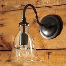 Lámpara de pared de hierro de inspiración natural con pantalla de cristal transparente