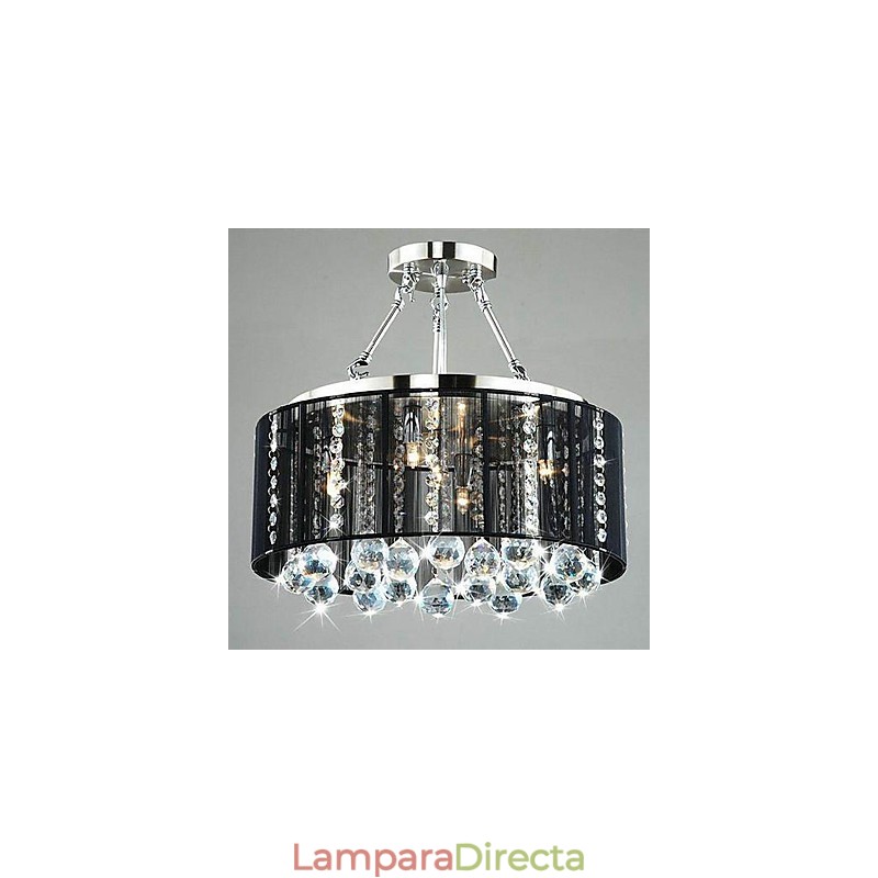Lámpara empotrada clásica tradicional de metal cromado y cristal
