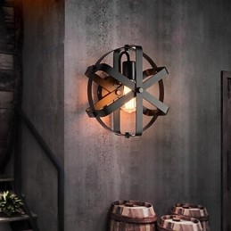Nuevo aplique de pared redondo industrial de estilo vintage para balcón, loft, entrada, pasillo, dormitorio, lámpara de pared
