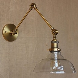 Lámpara de diseño estilo LOFT, moderna lámpara de pared decorativa de café de vidrio y bronce.