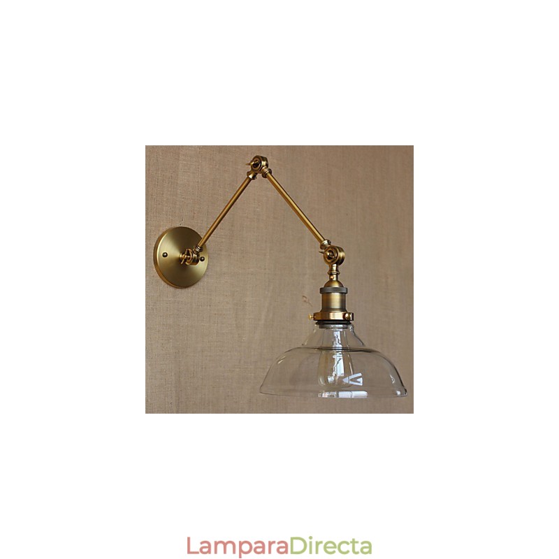 Lámpara de diseño estilo LOFT, moderna lámpara de pared decorativa de café de vidrio y bronce.