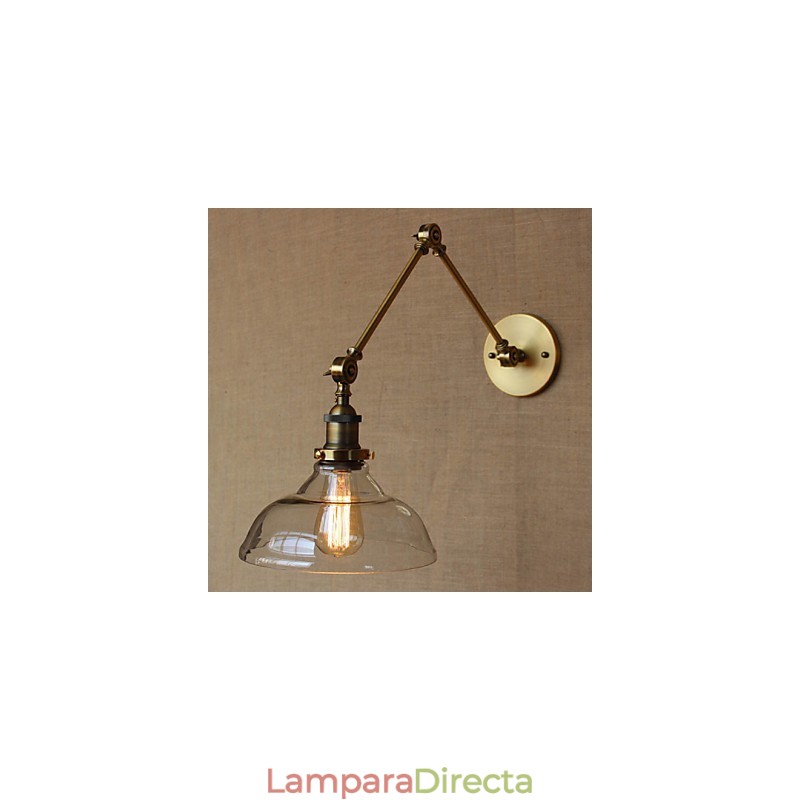 Lámpara de diseño estilo LOFT, moderna lámpara de pared decorativa de café de vidrio y bronce.