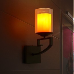 Lámpara de pared de cristal retro, simple, de un solo cabezal, aplique de pared, cristal, moderna, contemporánea, de metal