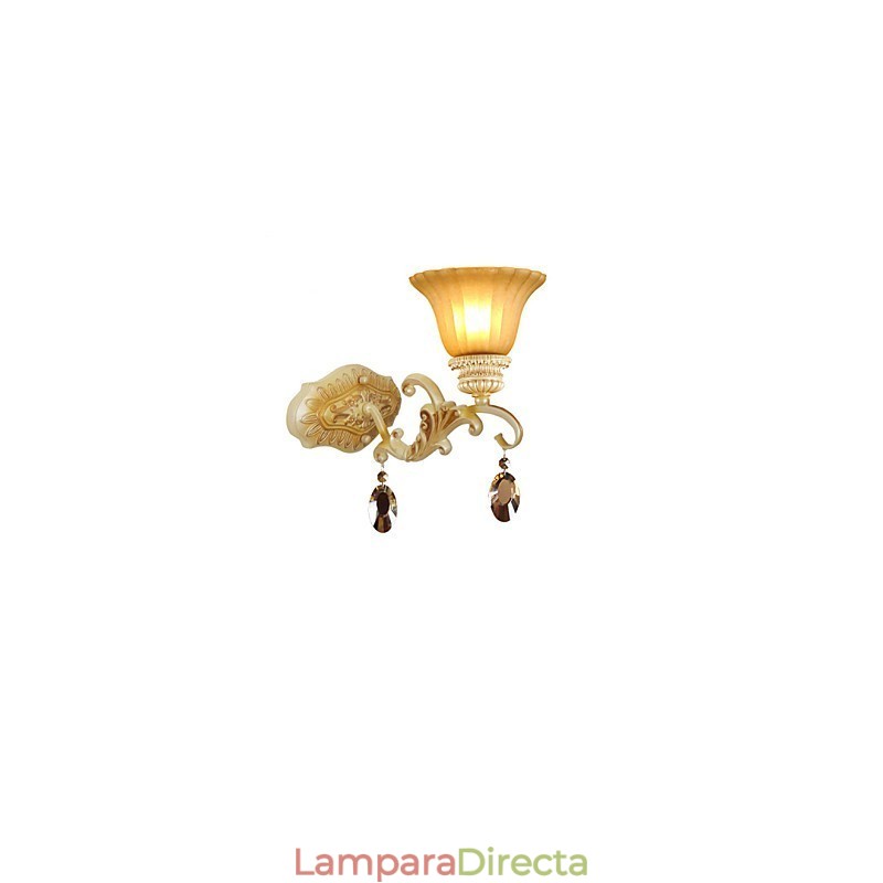 Lámpara de pared de cristal para dormitorio, estilo europeo, de hierro forjado, que restaura formas antiguas.