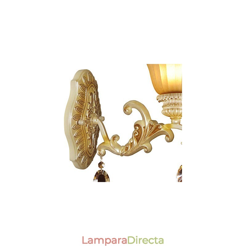 Lámpara de pared de cristal para dormitorio, estilo europeo, de hierro forjado, que restaura formas antiguas.