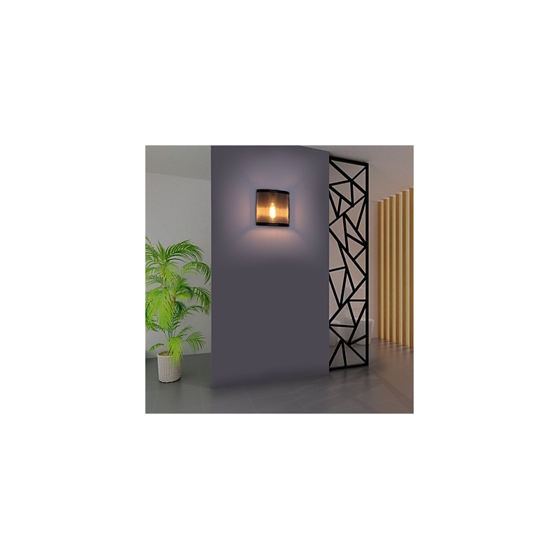 Aplique de pared de malla de alambre de acero y metal de estilo vintage Simplicity para sala de estar, pasillo, ático, garaje, sótano, lámpara de pared