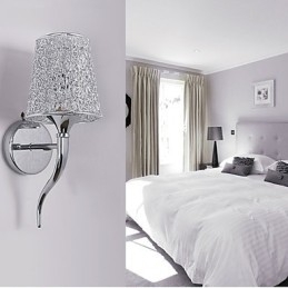 Lámpara de noche plateada, lámpara de pared para lectura, sifón de plomería, luz de espejo de fondo
