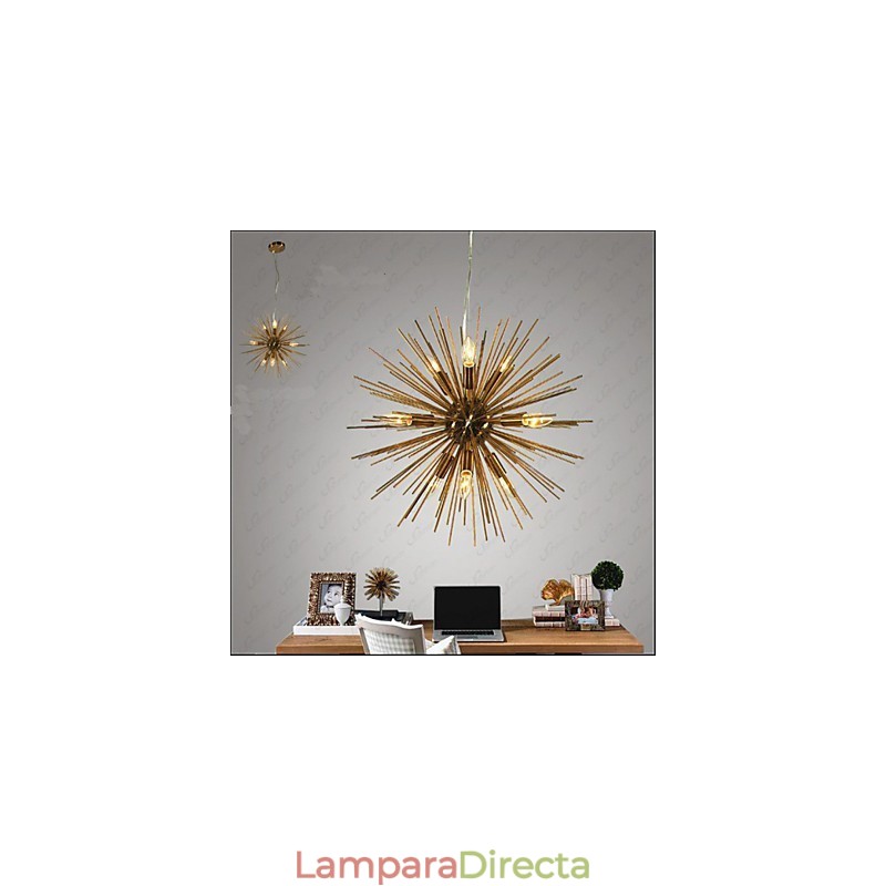 Lámpara de araña de 10 luces de línea creativa de cobre de imitación retro