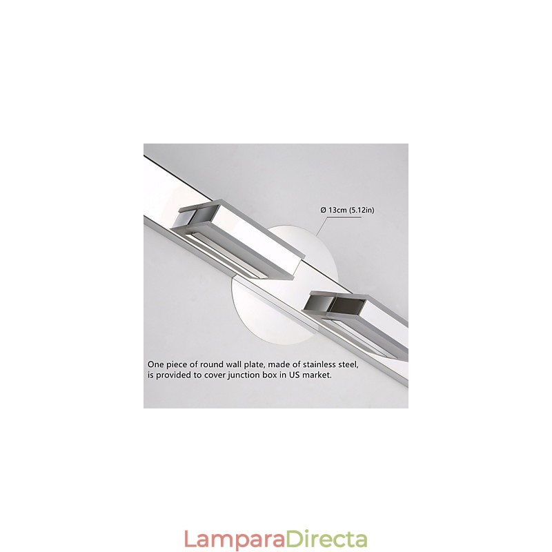 Lámpara de espejo cuadrada de acero inoxidable y acrílico
