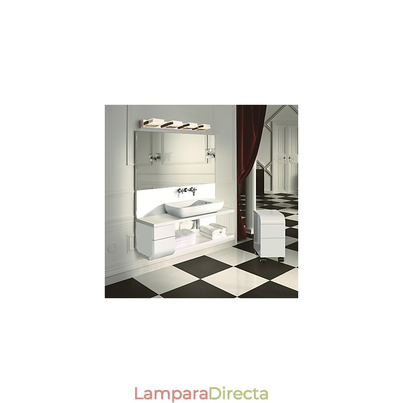 Lámpara de espejo cuadrada de acero inoxidable y acrílico