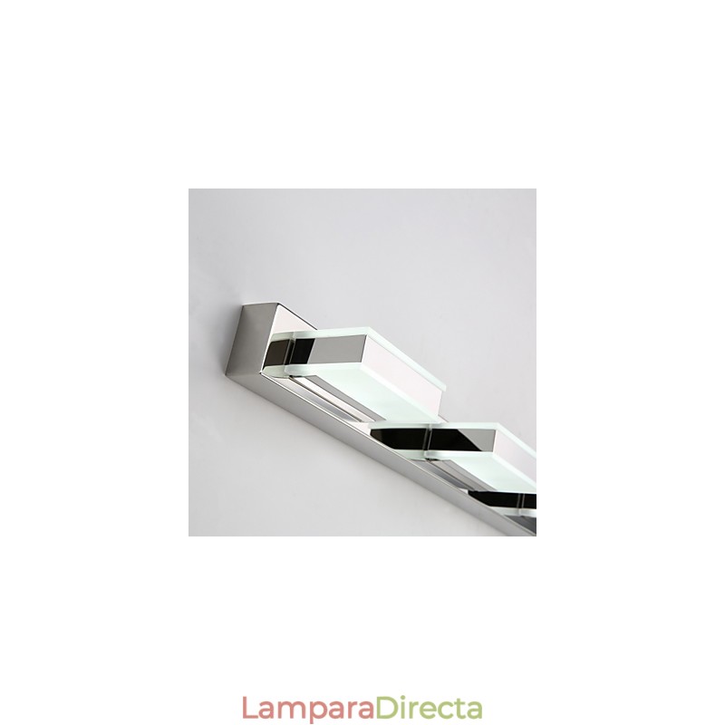 Lámpara de espejo cuadrada de acero inoxidable y acrílico