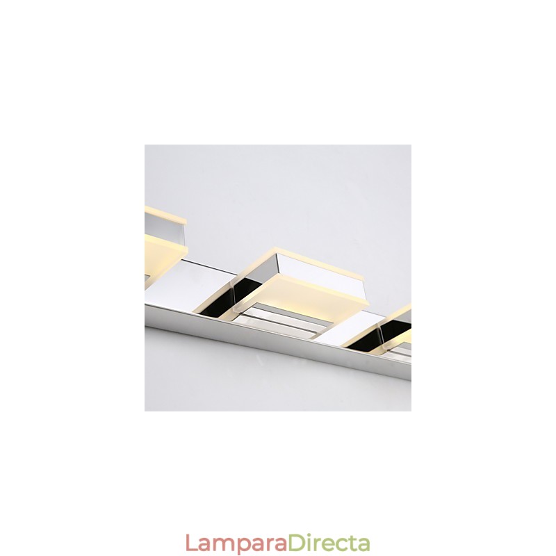 Lámpara de espejo cuadrada de acero inoxidable y acrílico