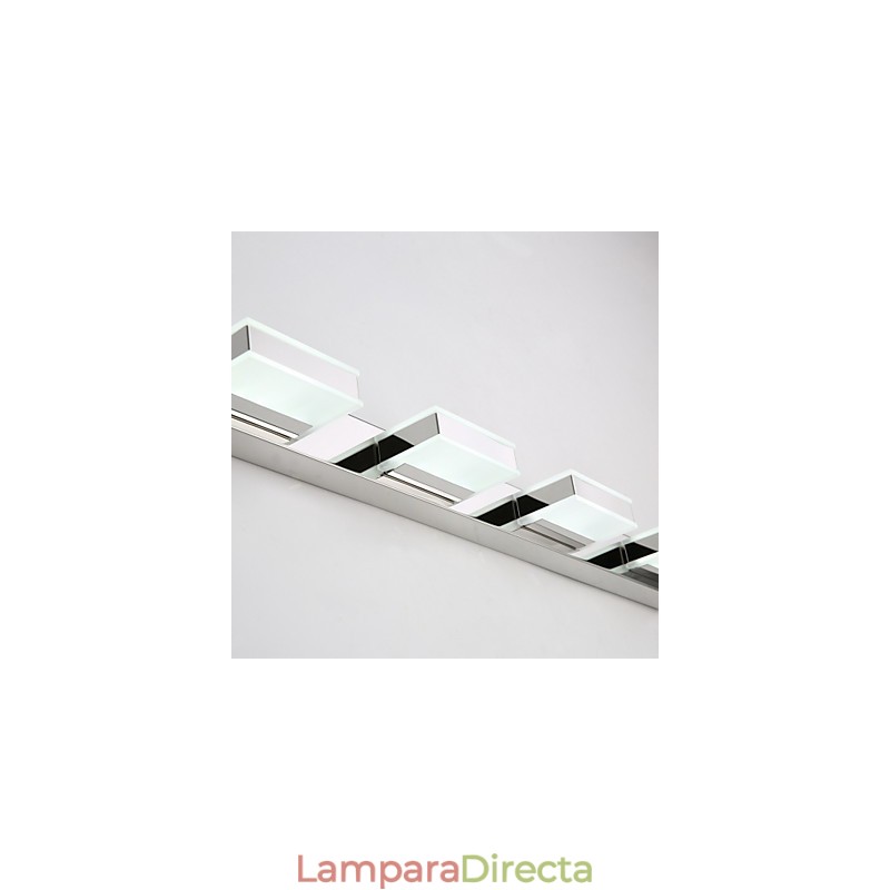 Lámpara de espejo cuadrada de acero inoxidable y acrílico