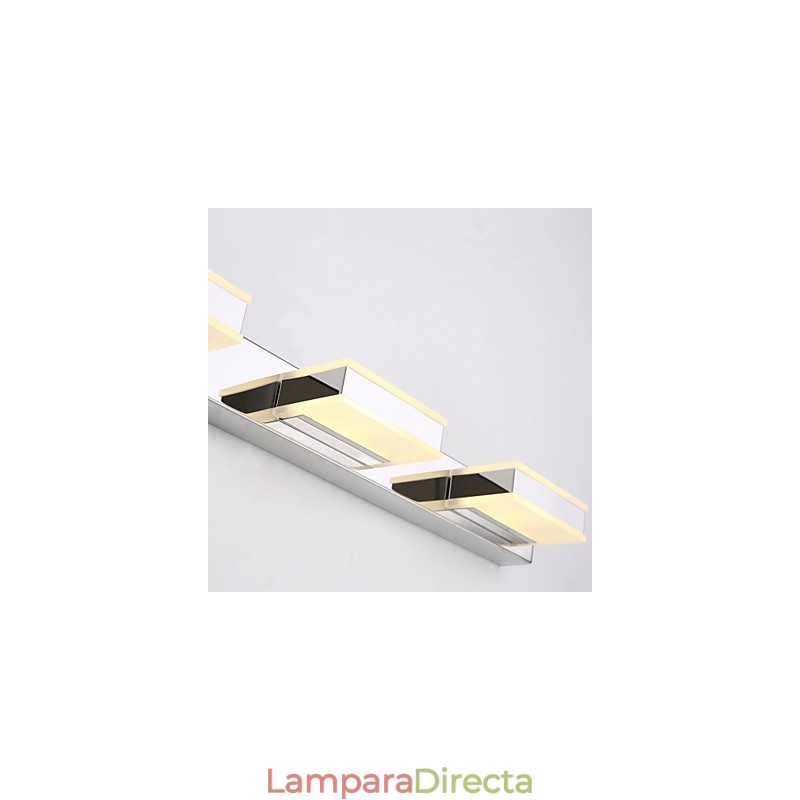 Lámpara de espejo cuadrada de acero inoxidable y acrílico