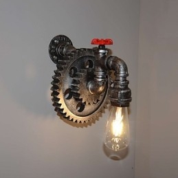 Lámpara de pared de pasillo de bar de restaurante con barra de hierro creativa, lámpara de pared de loft, equipo industrial, personalidad para hacer las viejas tuberías de agua