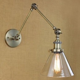 Lámpara de pared de cristal con brazo de hierro y revestimiento de bronce para bar, comedor, hotel, vintage, iluminación