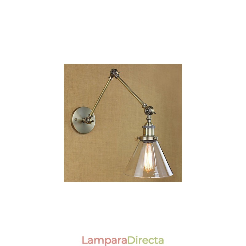 Lámpara de pared de cristal con brazo de hierro y revestimiento de bronce para bar, comedor, hotel, vintage, iluminación