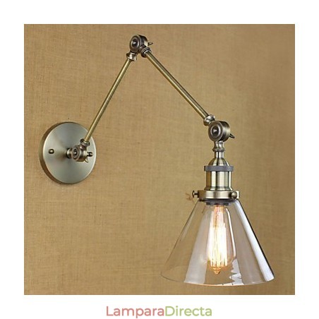 Lámpara de pared de cristal con brazo de hierro y revestimiento de bronce para bar, comedor, hotel, vintage, iluminación Lámpara de pared de cristal con brazo de hierro y revestimiento de bronce para bar, comedor, hotel, vintage, iluminación