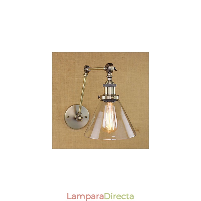 Lámpara de pared de cristal con brazo de hierro y revestimiento de bronce para bar, comedor, hotel, vintage, iluminación