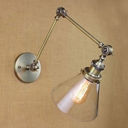 Lámpara de pared de cristal con brazo de hierro y revestimiento de bronce para bar, comedor, hotel, vintage, iluminación