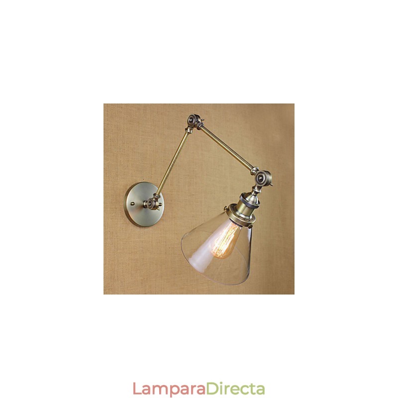 Lámpara de pared de cristal con brazo de hierro y revestimiento de bronce para bar, comedor, hotel, vintage, iluminación