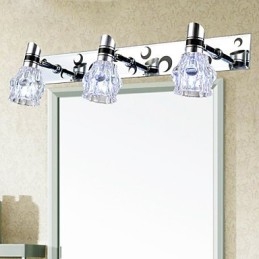 Lámpara de pared de baño de un solo color, blanca, con herrajes frontales de espejo y placa de metal, nueva llegada