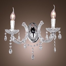 Elegante lámpara de pared de cristal con 2 luces