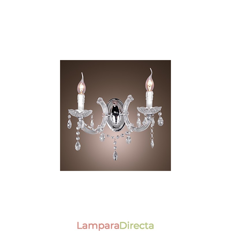 Elegante lámpara de pared de cristal con 2 luces