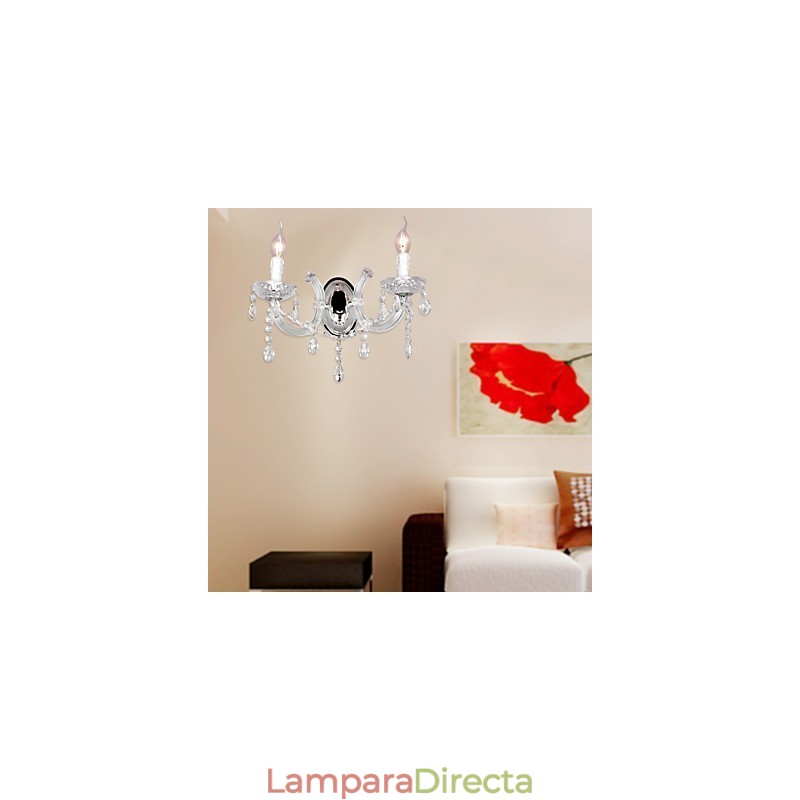 Elegante lámpara de pared de cristal con 2 luces