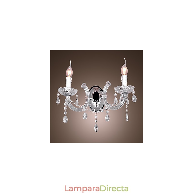 Elegante lámpara de pared de cristal con 2 luces