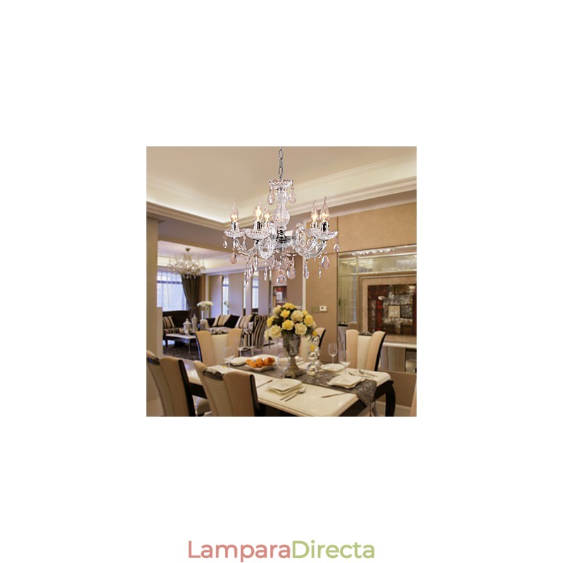 Lámpara de techo cromada Upligh, luz de vela, accesorio acrílico, lámpara colgante