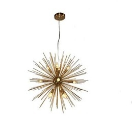 Lámpara de araña de 10 luces de línea creativa de cobre de imitación retro