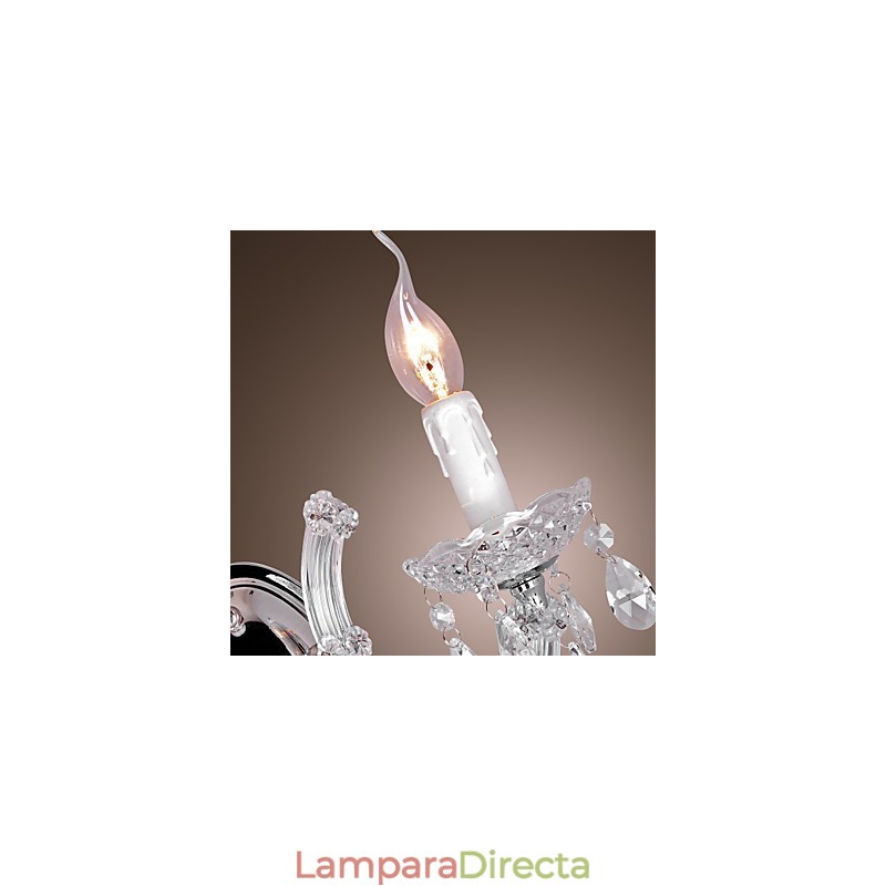 Elegante lámpara de pared de cristal con 2 luces