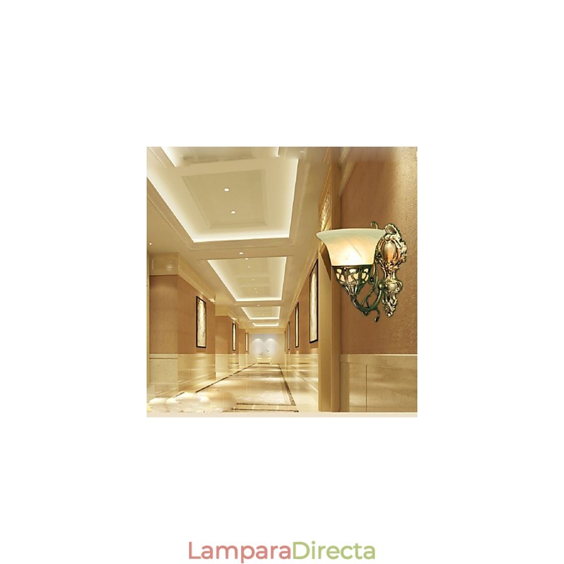 Lámparas de pared europeas de metal chapado en bronce, iluminación con mesita de noche, espejo frontal para sala de estar, lámpara de balcón