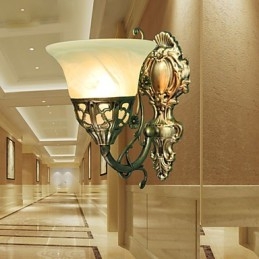 Lámparas de pared europeas de metal chapado en bronce, iluminación con mesita de noche, espejo frontal para sala de estar, lámpara de balcón