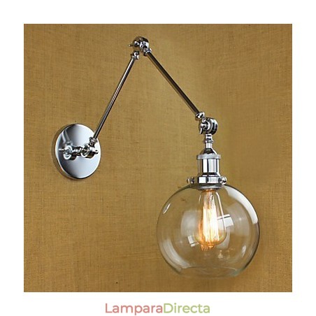 Lámpara de pared de cristal cromado con brazo doble ajustable, color plateado, para KTV, mesita de noche, pasillo, restaurante, hotel o habitación. Lámpara de pared de cristal cromado con brazo doble ajustable, color plateado, para KTV, mesita de noche, pasillo, restaurante, hotel o habitación.