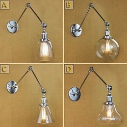Lámpara de pared de cristal cromado con brazo doble ajustable, color plateado, para KTV, mesita de noche, pasillo, restaurante, hotel o habitación.
