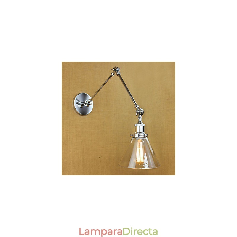 Lámpara de pared de cristal cromado con brazo doble ajustable, color plateado, para KTV, mesita de noche, pasillo, restaurante, hotel o habitación.