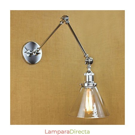 Lámpara de pared de cristal cromado con brazo doble ajustable, color plateado, para KTV, mesita de noche, pasillo, restaurante, hotel o habitación. Lámpara de pared de cristal cromado con brazo doble ajustable, color plateado, para KTV, mesita de noche, pasillo, restaurante, hotel o habitación.