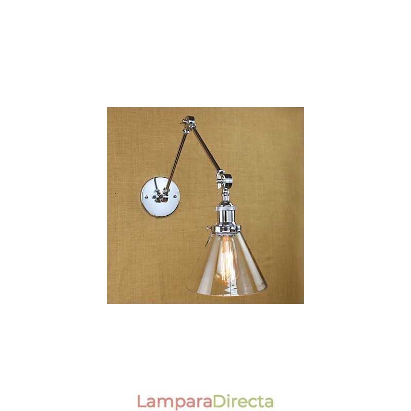 Lámpara de pared de cristal cromado con brazo doble ajustable, color plateado, para KTV, mesita de noche, pasillo, restaurante, hotel o habitación.