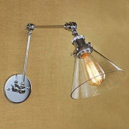 Lámpara de pared de cristal cromado con brazo doble ajustable, color plateado, para KTV, mesita de noche, pasillo, restaurante, hotel o habitación.