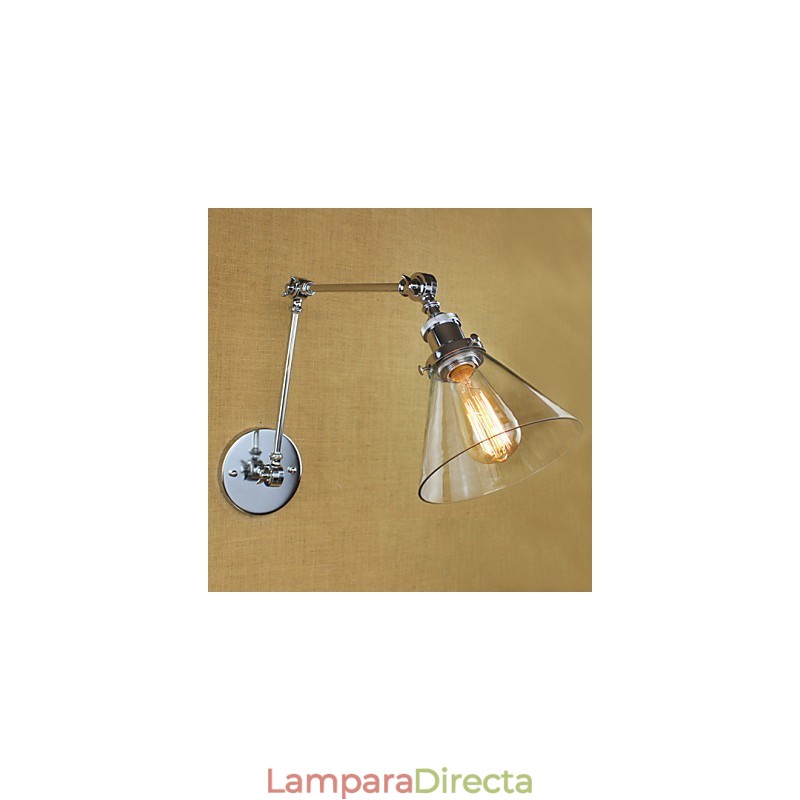 Lámpara de pared de cristal cromado con brazo doble ajustable, color plateado, para KTV, mesita de noche, pasillo, restaurante, hotel o habitación.